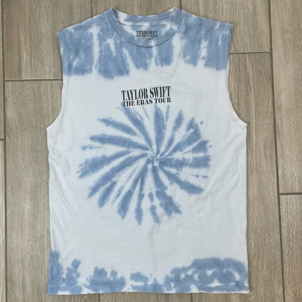 Taylor Swift The Eras Tour Tie Dye Muscle Tank Top Womens Mens S Blue White Tee